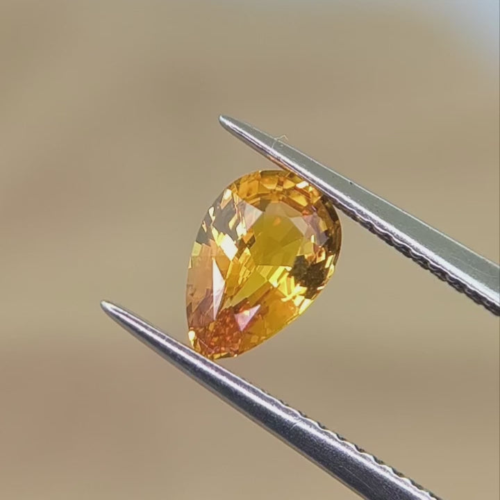Natural loose yellow sapphire gemstone pear shape